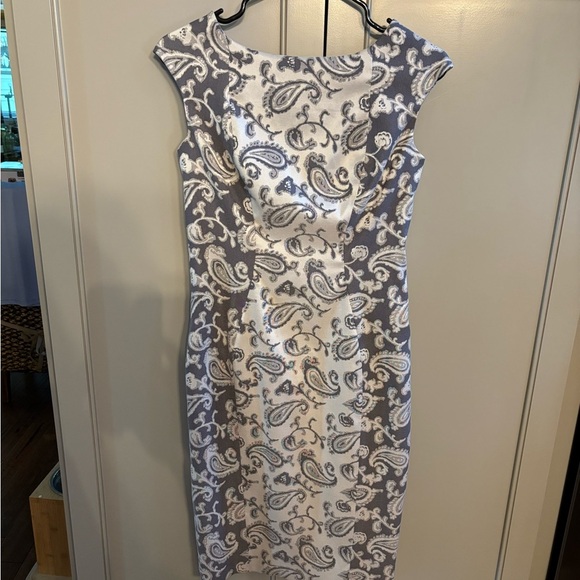 Yoana Baraschi Blue Elegant Paisley Print Dress sz 12 - Picture 1 of 4